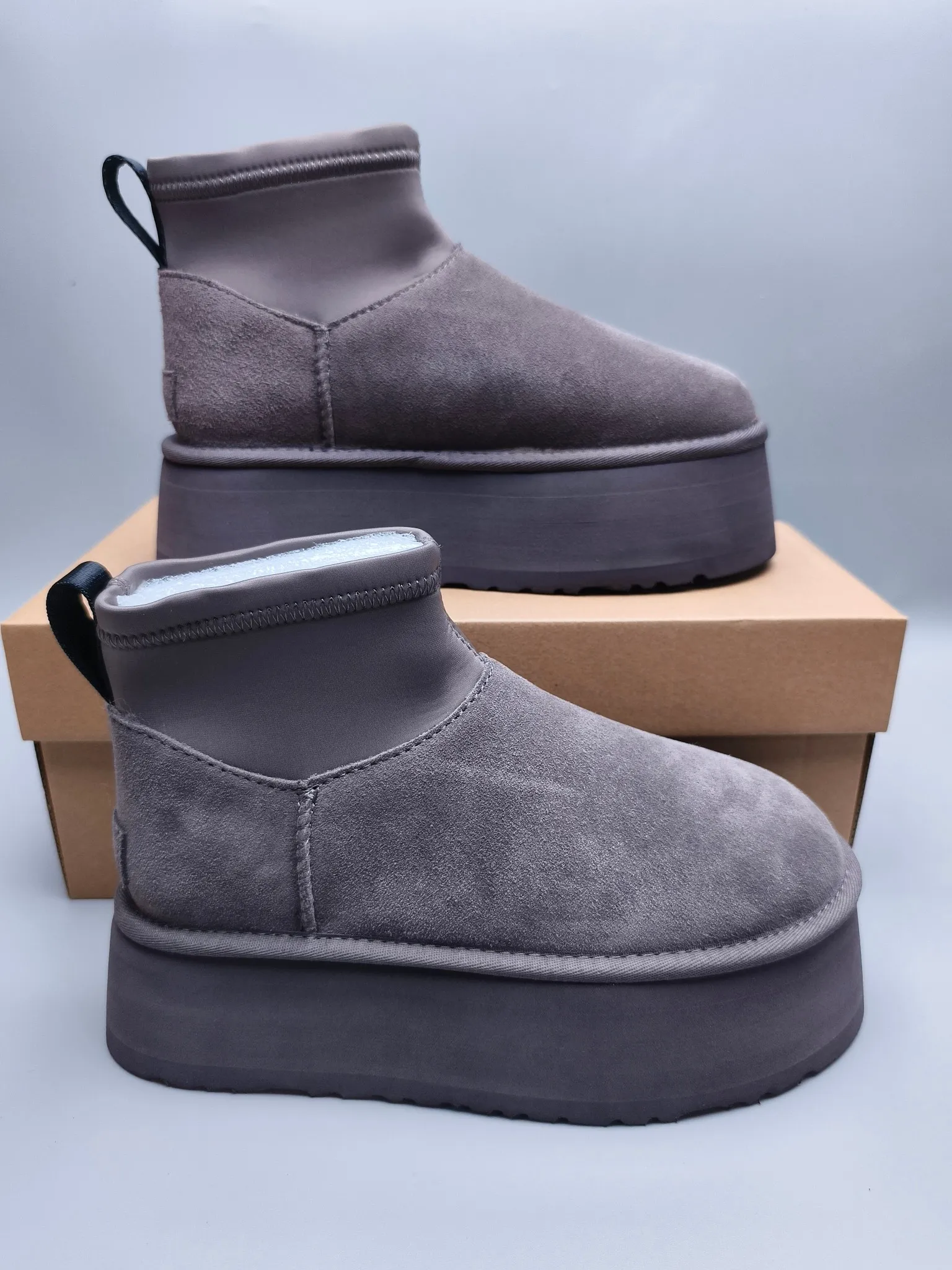 💰480 UGG sheepskin all-in-one snow boots 8170 Thick-soled elastic low-cut casual style Color: maroon black gray Size: 35-41